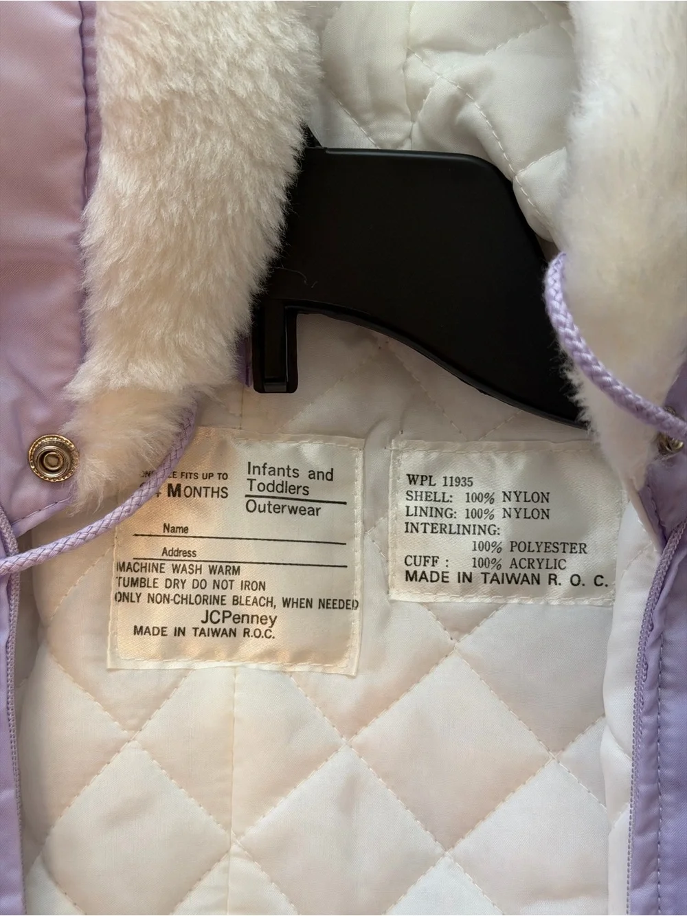 Vintage Lilac Baby One-Piece Snowsuit with Cat Embroidery JCP